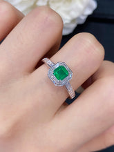 Load image into Gallery viewer, LUOWEND 18K White Gold Real Natural Emerald Gemstone Ring for Women
