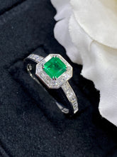Load image into Gallery viewer, LUOWEND 18K White Gold Real Natural Emerald Gemstone Ring for Women