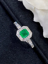 Load image into Gallery viewer, LUOWEND 18K White Gold Real Natural Emerald Gemstone Ring for Women