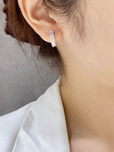 Load image into Gallery viewer, LUOWEND 18K White Gold Real Natural Diamond Hoop Earrings for Women