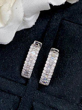 Load image into Gallery viewer, LUOWEND 18K White Gold Real Natural Diamond Hoop Earrings for Women