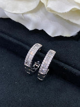 Load image into Gallery viewer, LUOWEND 18K White Gold Real Natural Diamond Hoop Earrings for Women