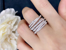 Load image into Gallery viewer, LUOWEND 18K White Gold Real Natural Diamond Ring for Women
