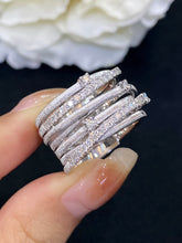 Load image into Gallery viewer, LUOWEND 18K White Gold Real Natural Diamond Ring for Women
