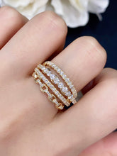 Load image into Gallery viewer, LUOWEND 18K Yellow Gold Real Natural Diamond Ring for Women
