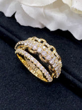 Load image into Gallery viewer, LUOWEND 18K Yellow Gold Real Natural Diamond Ring for Women