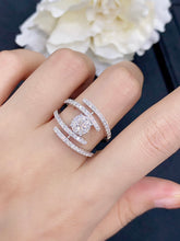 Load image into Gallery viewer, LUOWEND 18K White Gold Real Natural Diamond Ring for Women