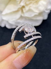 Load image into Gallery viewer, LUOWEND 18K White Gold Real Natural Diamond Ring for Women