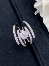 Load image into Gallery viewer, LUOWEND 18K White Gold Real Natural Diamond Ring for Women