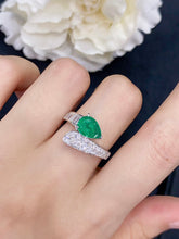 Load image into Gallery viewer, LUOWEND 18K White Gold Real Natural Emerald Gemstone Ring for Women