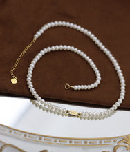 Load image into Gallery viewer, LUOWEND 18K Yellow Gold Natural Pearl Necklace for Women