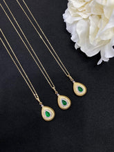 Load image into Gallery viewer, LUOWEND 18K White and Yellow Gold Real Natural Emerald Gemstone Necklace for Women