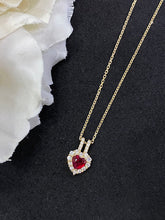 Load image into Gallery viewer, LUOWEND 18K Yellow Gold Real Natural Ruby Gemstone Necklace for Women