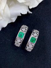 Load image into Gallery viewer, LUOWEND 18K White Gold Real Natural Emerald Gemstone Ring for Women