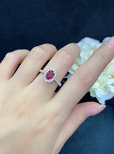 Load image into Gallery viewer, LUOWEND 18K White Gold Real Natural Ruby and Diamond Gemstone Ring for Women