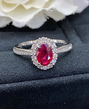Load image into Gallery viewer, LUOWEND 18K White Gold Real Natural Ruby and Diamond Gemstone Ring for Women