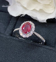 Load image into Gallery viewer, LUOWEND 18K White Gold Real Natural Ruby and Diamond Gemstone Ring for Women