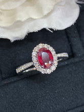 Load image into Gallery viewer, LUOWEND 18K White Gold Real Natural Ruby and Diamond Gemstone Ring for Women