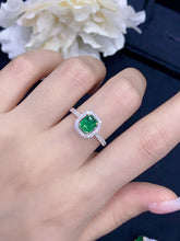 Load image into Gallery viewer, LUOWEND 18K White and Yellow Gold Real Natural Emerald Gemstone Ring for Women
