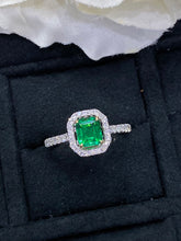 Load image into Gallery viewer, LUOWEND 18K White and Yellow Gold Real Natural Emerald Gemstone Ring for Women