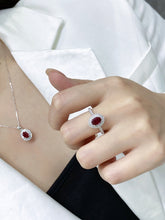 Load image into Gallery viewer, LUOWEND 18K White Gold Real Natural Ruby Gemstone Ring for Women