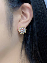 Load image into Gallery viewer, LUOWEND 18K White and Yellow Gold Real Natural Diamond Hoop Earrings for Women