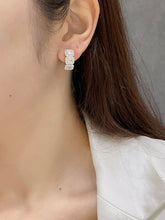 Load image into Gallery viewer, LUOWEND 18K White Gold Real Natural Diamond Hoop Earrings for Women