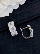 Load image into Gallery viewer, LUOWEND 18K White Gold Real Natural Diamond Hoop Earrings for Women