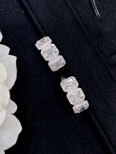 Load image into Gallery viewer, LUOWEND 18K White Gold Real Natural Diamond Hoop Earrings for Women