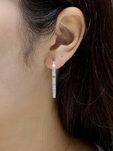 Load image into Gallery viewer, LUOWEND 18K White Gold Real Natural Diamond Hoop Earrings for Women