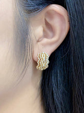 Load image into Gallery viewer, LUOWEND 18K Yellow Gold Real Natural Diamond Hoop Earrings for Women
