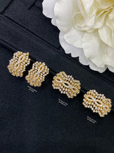 Load image into Gallery viewer, LUOWEND 18K Yellow Gold Real Natural Diamond Hoop Earrings for Women