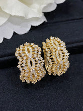 Load image into Gallery viewer, LUOWEND 18K Yellow Gold Real Natural Diamond Hoop Earrings for Women