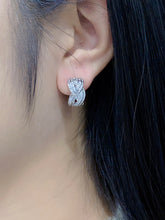 Load image into Gallery viewer, LUOWEND 18K White Gold Real Natural Diamond Hoop Earrings for Women