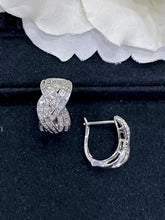 Load image into Gallery viewer, LUOWEND 18K White Gold Real Natural Diamond Hoop Earrings for Women