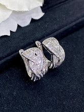 Load image into Gallery viewer, LUOWEND 18K White Gold Real Natural Diamond Hoop Earrings for Women