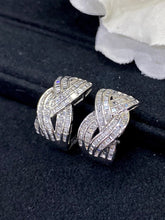 Load image into Gallery viewer, LUOWEND 18K White Gold Real Natural Diamond Hoop Earrings for Women