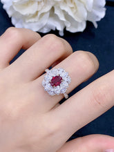 Load image into Gallery viewer, LUOWEND 18K White Gold Real Natural Ruby Gemstone Ring for Women