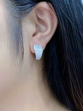 Load image into Gallery viewer, LUOWEND 18K White Gold Real Natural Diamond Hoop Earrings for Women