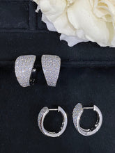 Load image into Gallery viewer, LUOWEND 18K White Gold Real Natural Diamond Hoop Earrings for Women