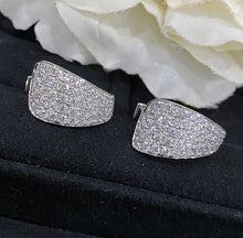Load image into Gallery viewer, LUOWEND 18K White Gold Real Natural Diamond Hoop Earrings for Women