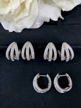 Load image into Gallery viewer, LUOWEND 18K White Gold Real Natural Diamond Hoop Earrings for Women