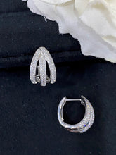 Load image into Gallery viewer, LUOWEND 18K White Gold Real Natural Diamond Hoop Earrings for Women