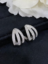 Load image into Gallery viewer, LUOWEND 18K White Gold Real Natural Diamond Hoop Earrings for Women