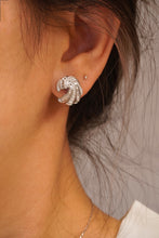 Load image into Gallery viewer, LUOWEND 18K White Gold Real Natural Diamond Stud Earrings for Women
