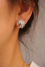 Load image into Gallery viewer, LUOWEND 18K White Gold Real Natural Diamond Stud Earrings for Women