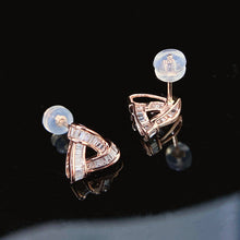 Load image into Gallery viewer, LUOWEND 18K White or Rose Gold Real Natural Diamond Stud Earrings for Women