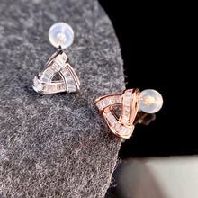 Load image into Gallery viewer, LUOWEND 18K White or Rose Gold Real Natural Diamond Stud Earrings for Women