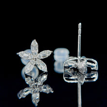 Load image into Gallery viewer, LUOWEND 18K White Gold Real Natural Diamond Stud Earrings for Women