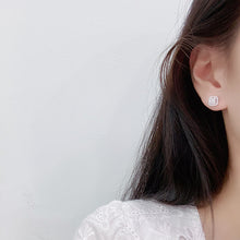 Load image into Gallery viewer, LUOWEND 18K White Gold Real Natural Diamond Stud Earrings for Women